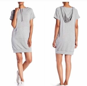NWT Workshop French Terry Hooded Short Sleeve Athleisure Dress Plum Frost Sz L